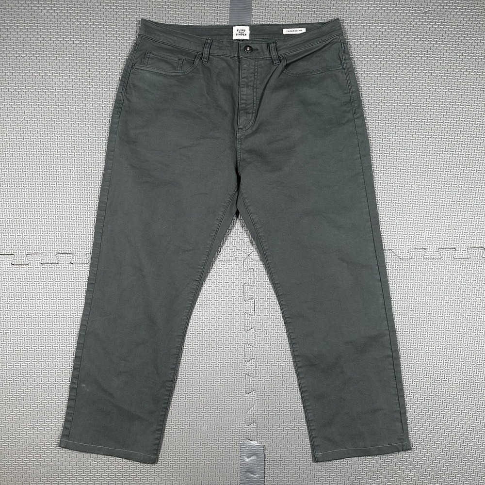 Flint And Tinder Chino Pants Mens 34x27* Gray Olive Tapered Fit Jeans Huckberry